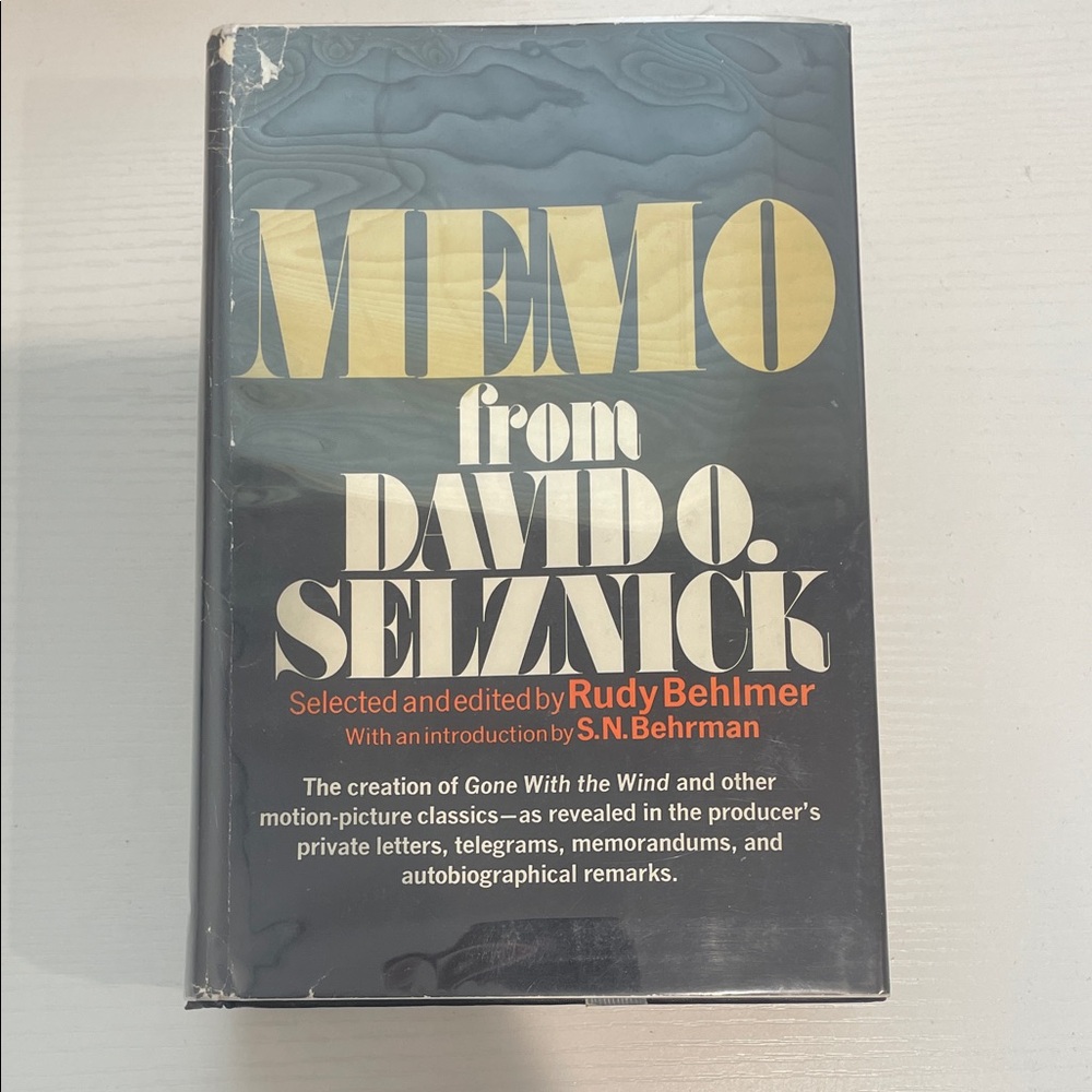 Memo from David O. Selznick Hardcover Book - Black & Cream Cover